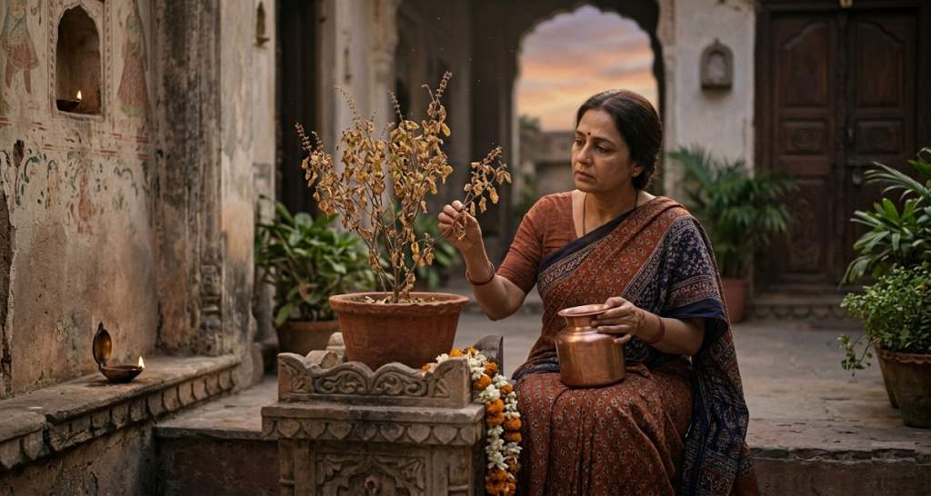 Drying Tulsi Plant